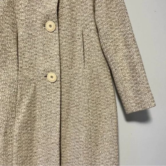 Vintage Made in Bulgaria Wool blend Oatmeal long peacoat size 10 US - Picture 2 of 10
